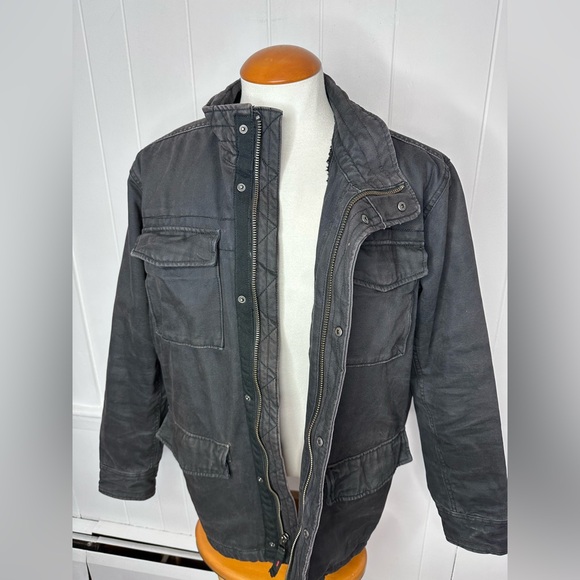 American Eagle Black Sherpa Lined Military Jacket - Canvas barn chore - Picture 10 of 12